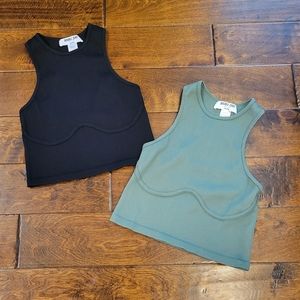 NWOT Double Zero Crop Athleisure Tops Bundle of 2 Size L